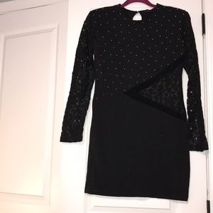 Black, Gold beaded lace dress